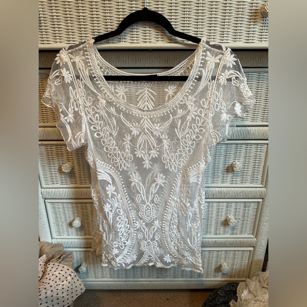 White lacy top